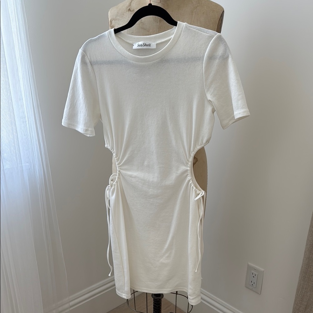 Cotton. White Side-Tie Dress/ Beach cover up. Never worn.